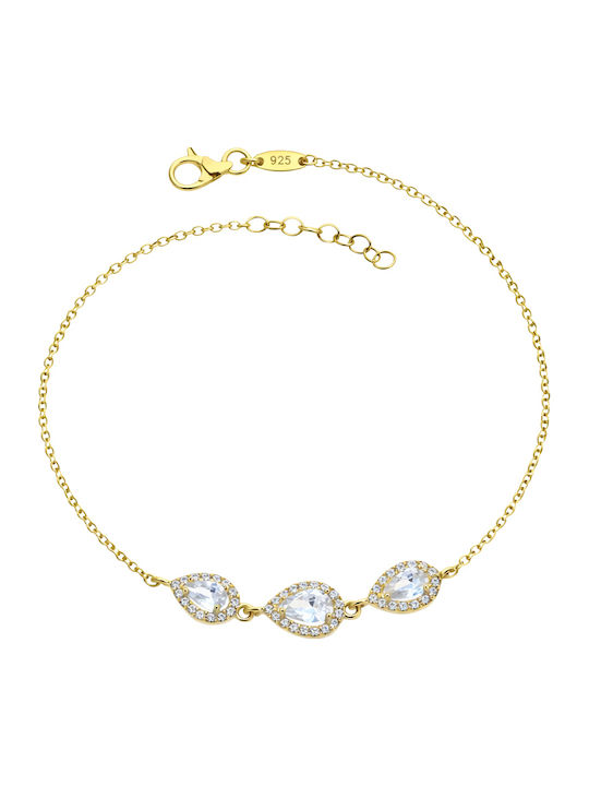 Women's Bracelet Rosette Gold 9K with Zircon 19cm