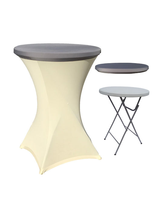 Masă Plastic Catering pentru Spații Mici Exterioare Pliabilă cu Ramă Metalică Ecru 80x80x110 cm