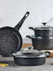 SteweHome Töpfe Set Küchen Italien Kristall 7 Teile Gusseisen Schwarze 26cm