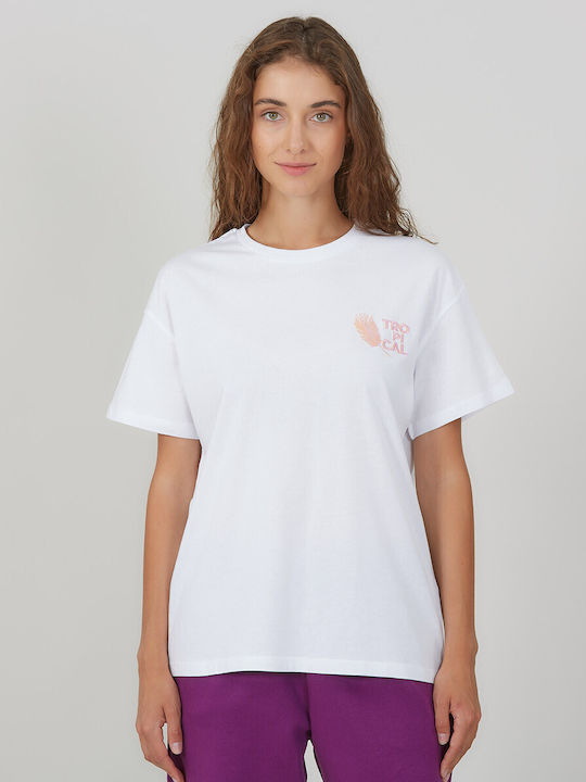 Admiral Γυναικείο T-shirt Floral Λευκο