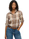 Lumberjack Long Sleeve Women's Shirt B2t Beige Cream Check Checked