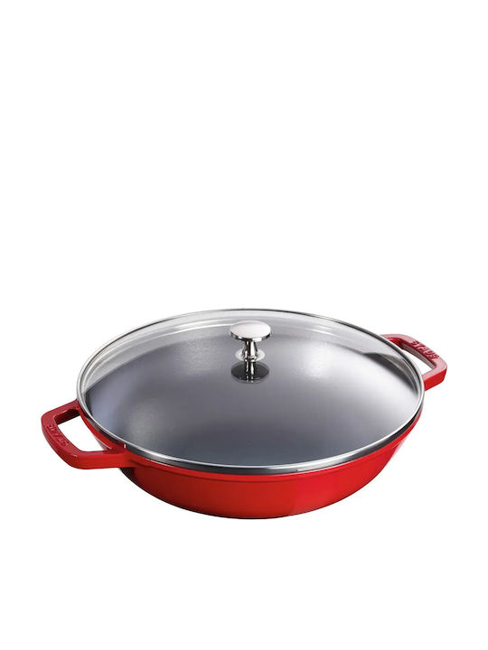 Staub Cast Gusseisen Pfanne mit Deckel mit Emaille Innenbeschichtung 30cm