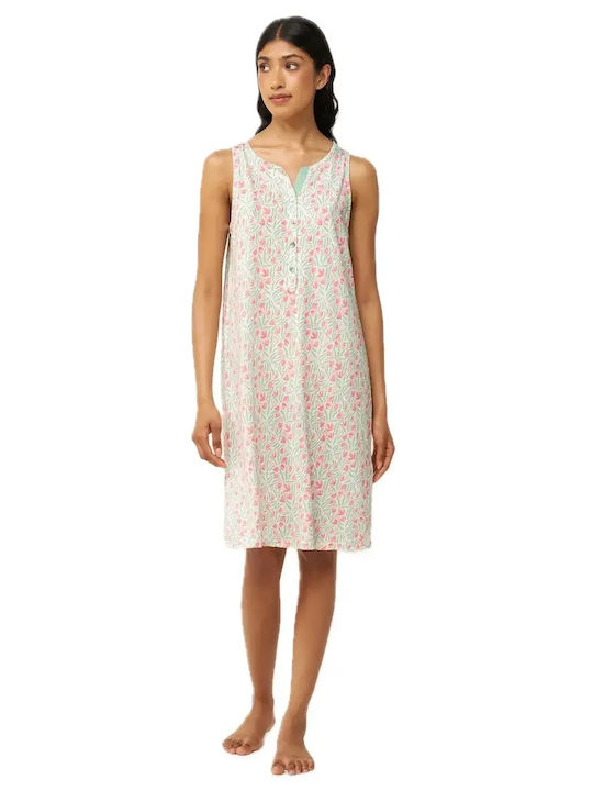 Vamp Vamp Sommer Baumwollenes Damen Nachthemd Mint Grau