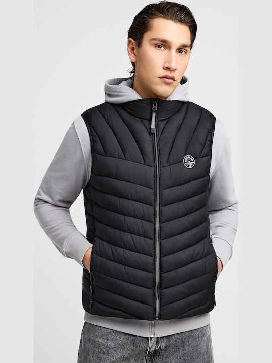 Funky Buddha Sleeveless Puffer Jacket Black