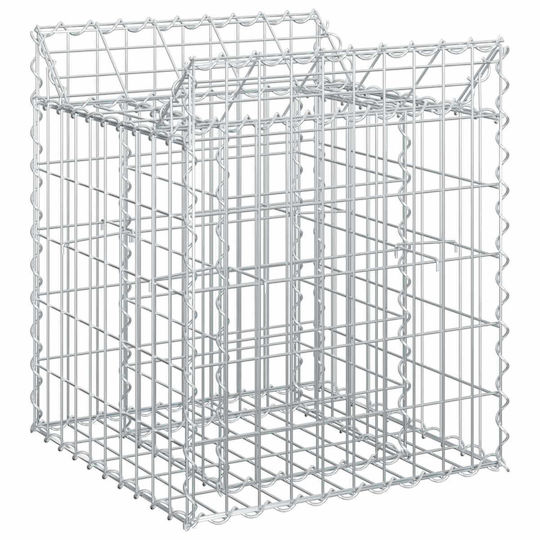 vidaXL Gabion Box Pentru Gard De Grădină Din Oțel 50x50x60 Cm Argintiu