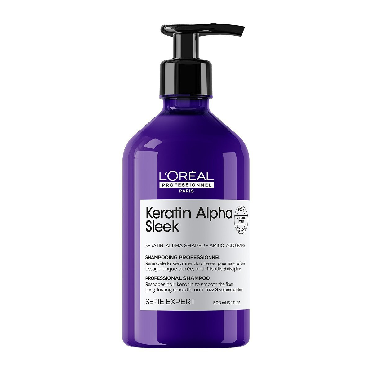 L'Oréal Professionnel Keratin Alpha Sleek Σαμπουάν Αναδόμησης/Θρέψης & Όγκου για Φριζαρισμένα Μαλλιά 500ml