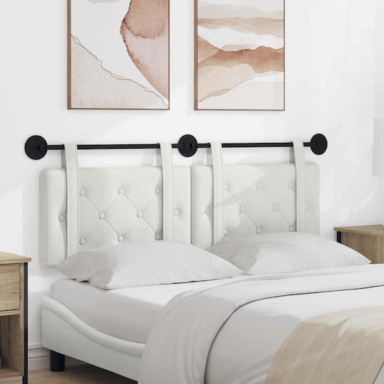 vidaXL Kopfstütze für Betten mit Leder Weiß 150x55cm