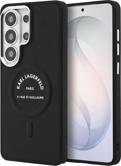 Karl Lagerfeld Rückseitencover aus Silikon Kunststoff Leder Schwarz für Galaxy S26 Ultra