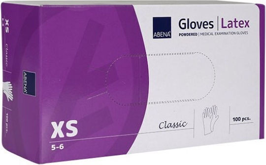 Abena Classic Γάντια Λάτεξ Με Πούδρα σε Λευκό Χρώμα 100τμχ