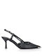 Spitze Zehe Pumps aus Lackleder mit Mittlerem Absatz Schwarz