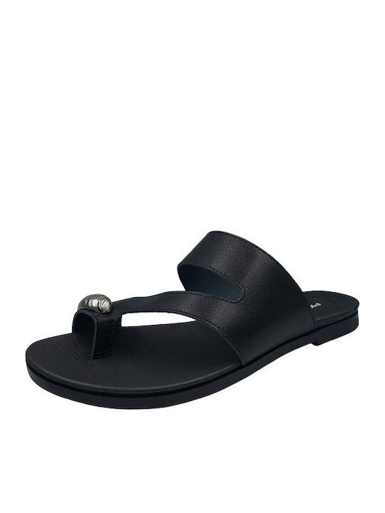 Damen Anatomisch Flache Sandalen Schwarz