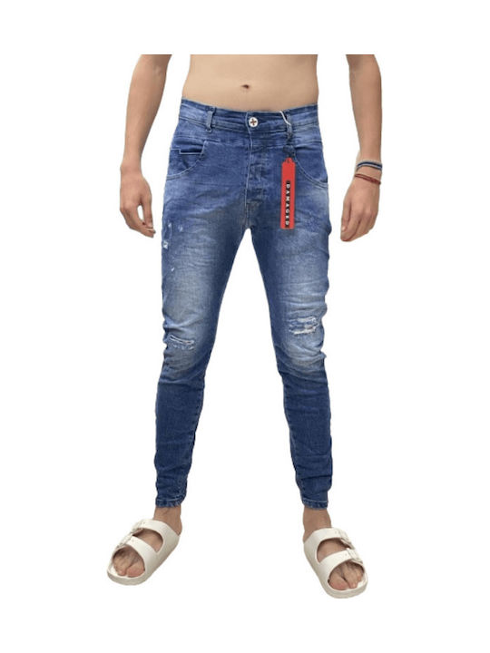 Ανδρικό Παντελόνι Τζιν Ελαστικό με Loose Baggy Εφαρμογή Blue