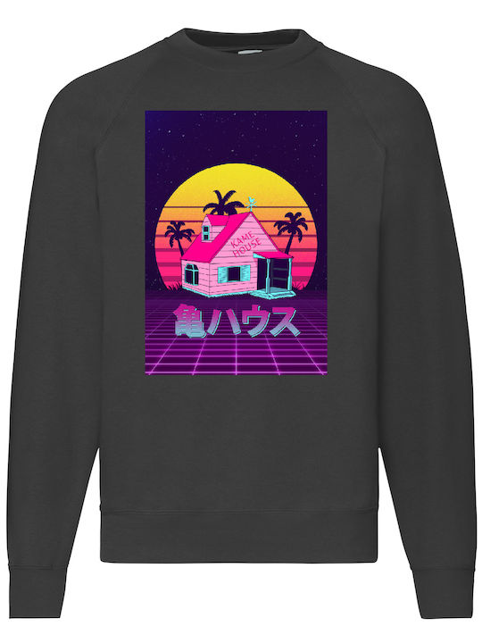Μαύρο Φούτερ Sweatshirt Sweater Dragon Ball No2 Kame House Original Fruit Loom 80% Βαμβάκι Άριστης Ποιότητας