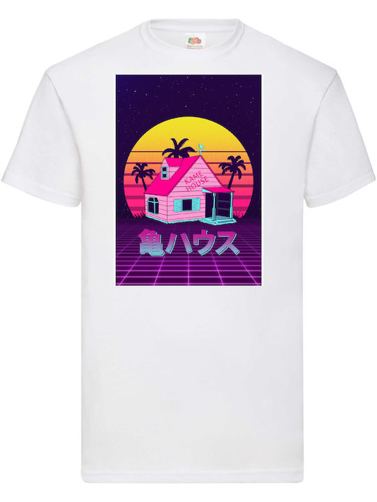 Λευκή Μπλούζα Tshirt Dragon Ball No2 Kame House Original Fruit Loom 100% Βαμβάκι