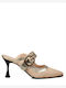 Mules With Heel In Gold Color