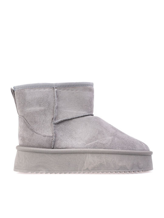 Fshoes Suede Women's Ankle Boots with Fur Gray