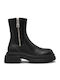 Leder Stiefeletten Damen Schwarz