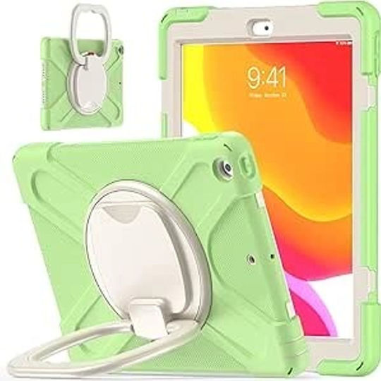 Заден Калъф Въртящ Се Издръжлив За Деца Зелен (iPad 10.2" 2019 2020 2021)