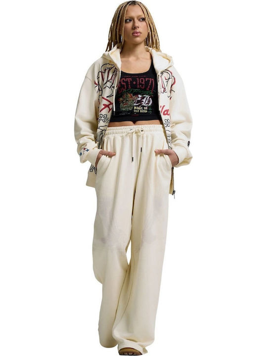 Ed Hardy Flared Sweatpants Beige