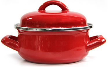 Ilsa Mini Serving Presentation Pot 12cm 500ml Red Enameled Steel