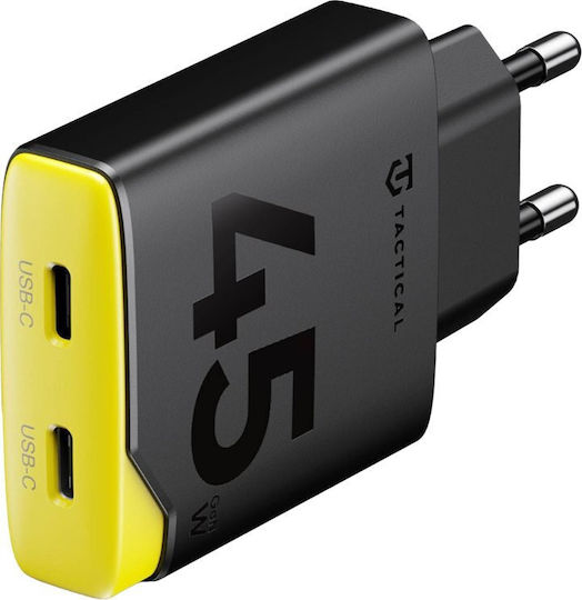 Tactical Φορτιστής Χωρίς Καλώδιο GaN με 2 Θύρες USB-C 45W Power Delivery Μαύρος (Minimi)
