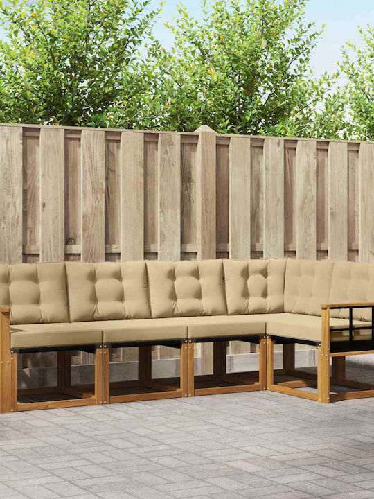 Corner Sofa Outdoor from Pallets with Cushions 247x128.5x73cm