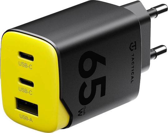Tactical Charger Without Cable GaN with USB-A Port and 2 USB-C Ports 65W Power Delivery Black (Minimi)