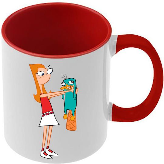 Чаша Phineas Ferb Червена Дръжка Вътрешна