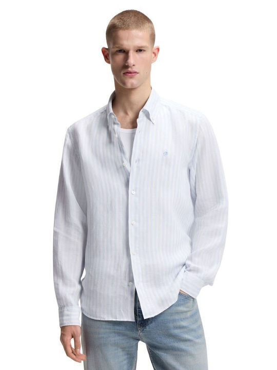 Boss Long Sleeve Linen Shirt in Regular Fit Str...