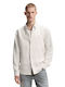 Long Sleeve Linen Shirt in Regular Fit Striped Beige