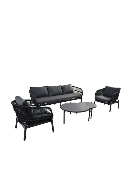 Set Cameră De Zi Pentru Exterior 5 Piese Gri Cu Perne