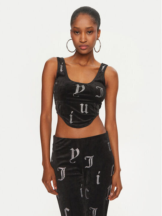 Damen Leder Top Schwarz