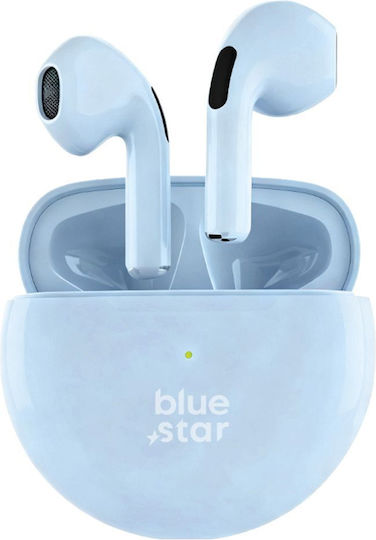 Blue Star TX3 Earbud Bluetooth Handsfree Ακουστικά με Θήκη Φόρτισης Μπλε