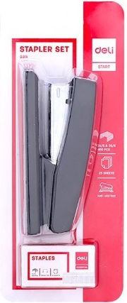 Deli Hand Stapler No12 & 1000 Staples 24/6 & 26/6 Effortless Exceed Assorted