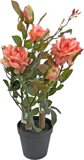 Plastic Potted Orange Rose 50cm 37021-50 Code 16378