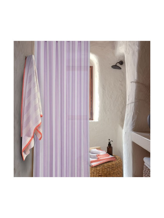 Nef-Nef Homeware Vertia Shower Curtain With Grommets 180x200cm Mauve