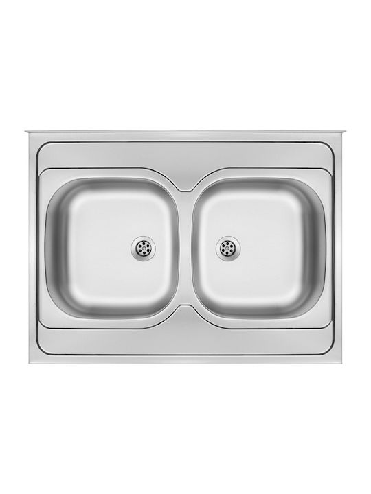 Deante Drop-In Kitchen Sink Inox Satin Finish with Faucet L60xW60cm Gray