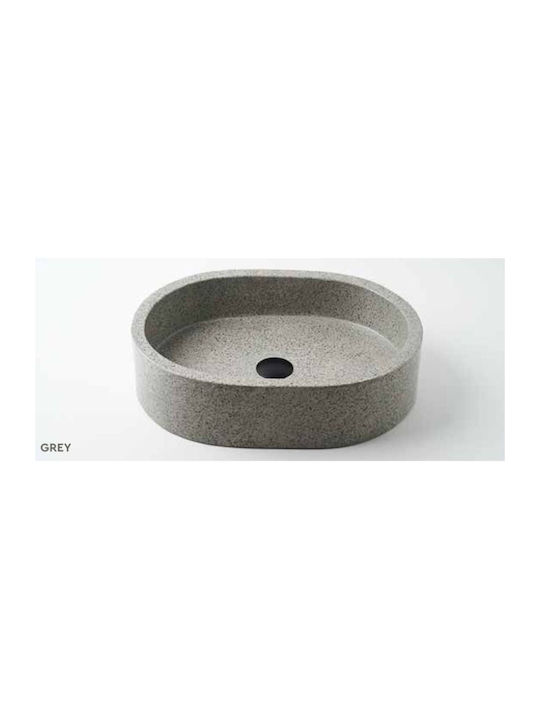 Tema Επικαθήμενος Νιπτήρας Πέτρινος 60x40cm Grey