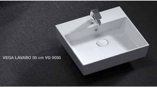 Tema Einbau Badezimmerwaschbecken Porzellan 50x45x11cm Weiß Tema Einbau Badezimmerwaschbecken Porzellan 50x45x11cm Weiß