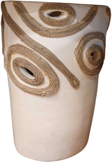 Decorative Vase Ceramic Beige Diameter 22cm