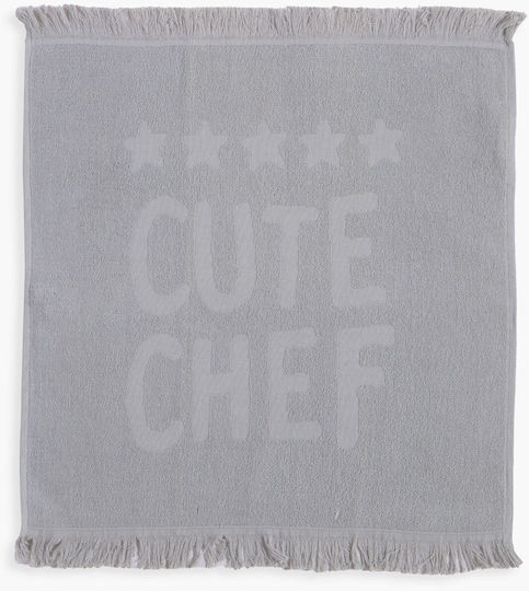 Nef-Nef Homeware Cute Chef Tea Towel Made of 100% Cotton in Gray Colour 50x50cm