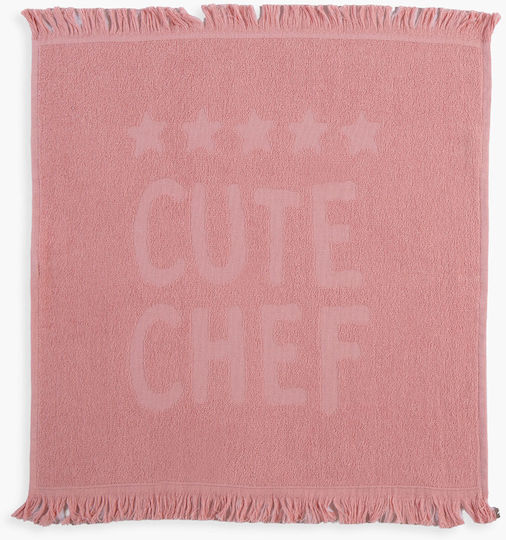 Nef-Nef Homeware Cute Chef Tea Towel Made of 100% Cotton in Pink Colour 50x50cm