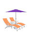 Șezlong Aluminium Portocaliu Set Cu Masă 2 Buc 170x52cm