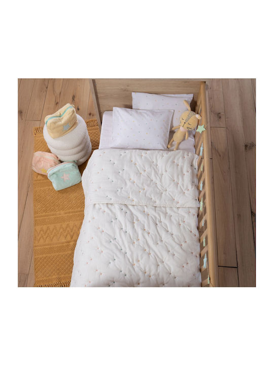 Nef-Nef Homeware Happy Βρεφικό Κουβερλί Microfiber Ecru 110x150cm