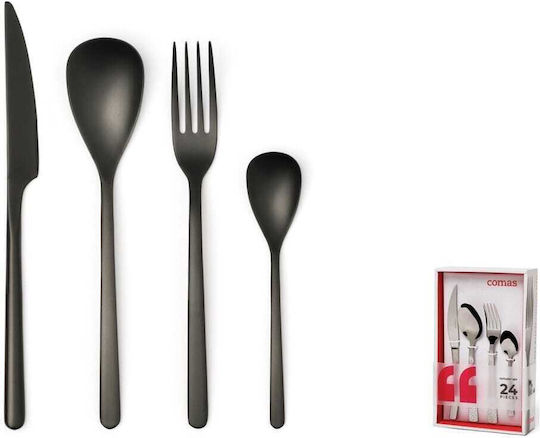 Comas Besteckset Edelstahl 18/10 Schwarzes 24 Stück