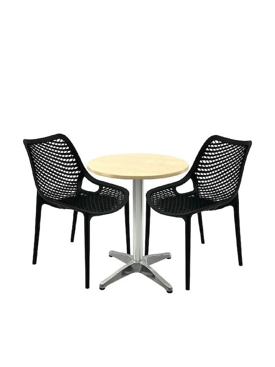 Set Sala De Mese Pentru Spații Exterioare Mici Maple 3 Piese Negru