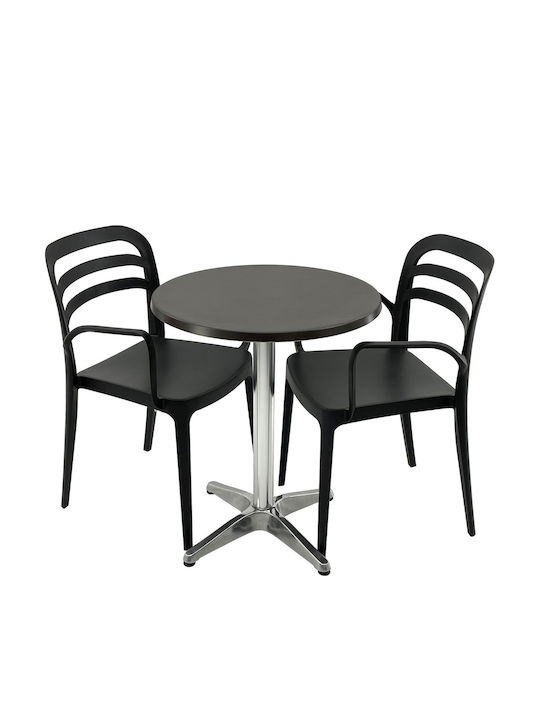 Set Sala De Mese Pentru Spații Exterioare Mici Terrace 3 Piese Negru