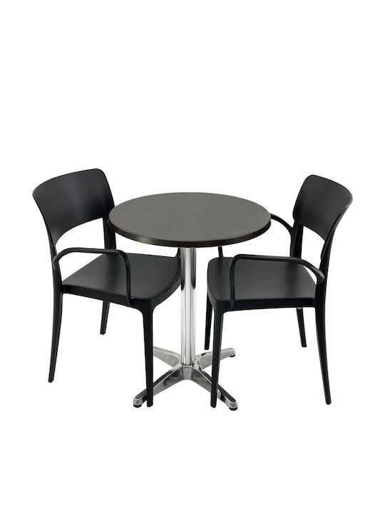 Set Sala De Mese Pentru Spații Exterioare Mici Terrace 3 Piese Negru