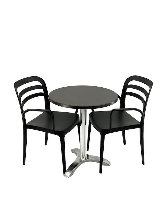 Set Sala De Mese Pentru Spații Exterioare Mici Terrace 3 Piese Negru
