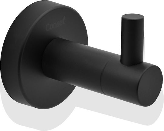Conset Single Bathroom Hook with Screws Black